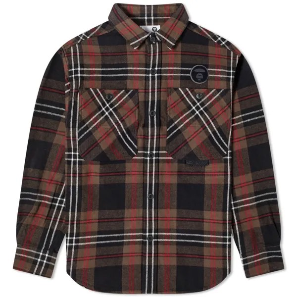 Рубашка Aape Check Flannel, цвет Black (Brown)