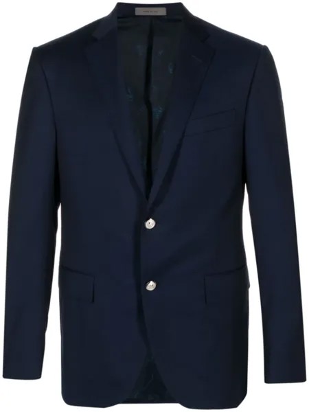 Corneliani однобортный пиджак из вирджинской шерсти, синий