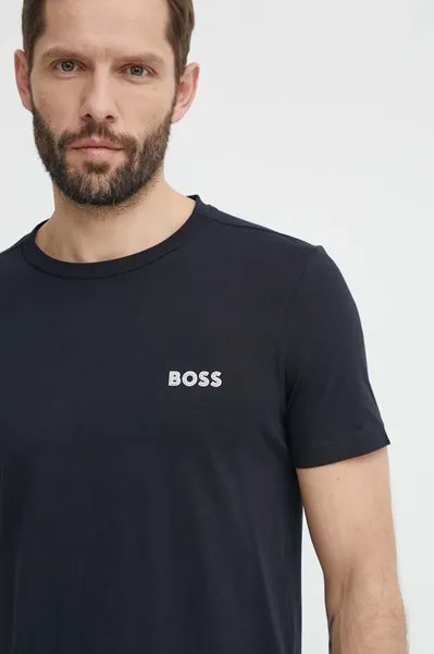 Хлопковая футболка Boss Green, темно-синий