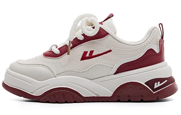 Кроссовки WARRIOR Skateboarding Shoes Women's Low-top Beige/Red, бежевый/красный