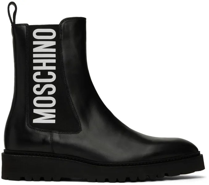 Черные ботинки челси с логотипом Moschino