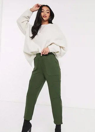 Трикотажные брюки галифе с ткаными карманами ASOS DESIGN Petite-Зеленый