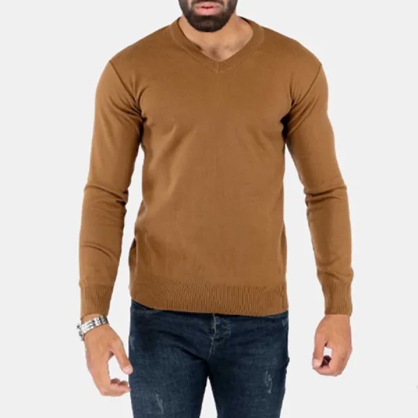 Мужской однотонный свитер с V-образным вырезом Свитер Нижняя рубашка