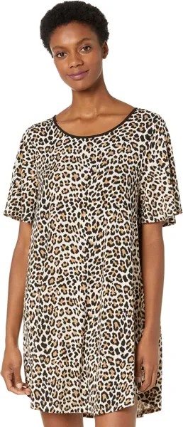 Ночная рубашка Kate Spade New York Evergreen Short Sleeve Sleepshirt, цвет Brown Animal