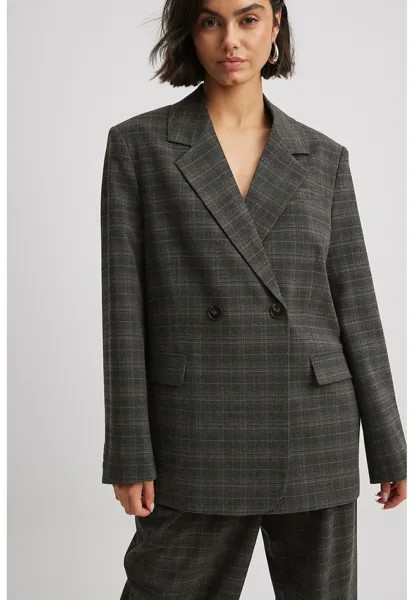 Короткое пальто KARIERTER OVERSIZE NA-KD, серый