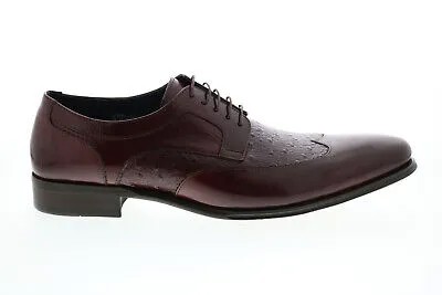 Carrucci KS099-712 Мужские красные кожаные оксфорды и туфли на шнуровке с крыльями и броги