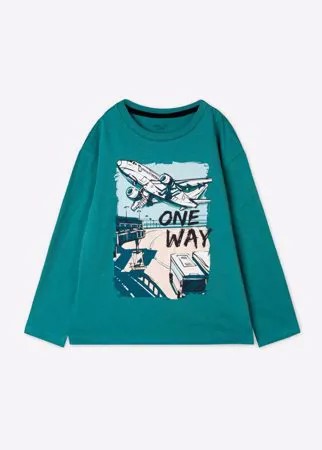 Синий лонгслив oversize с принтом One way для мальчика Gloria Jeans