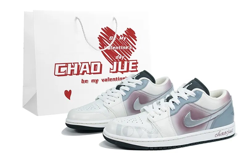 Кроссовки Air Jordan 1 Vintage Basketball Shoes Unisex Low-top Beige, Pink, Silver, голубой