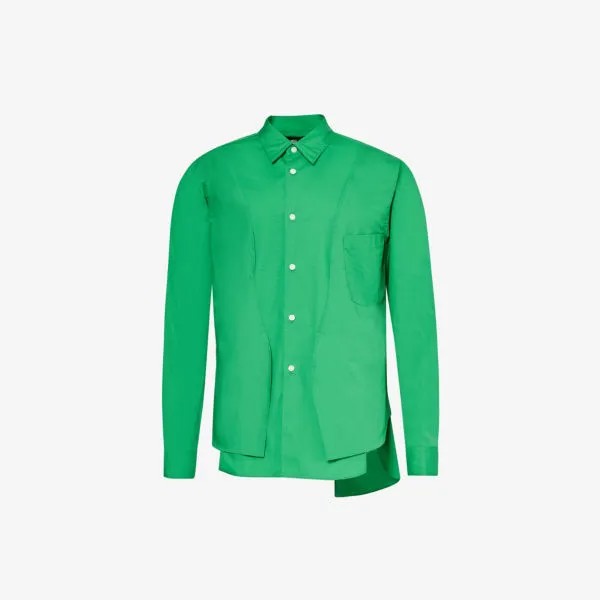 Хлопковая рубашка с длинными рукавами и асимметричным краем Comme des Garçons, зеленый