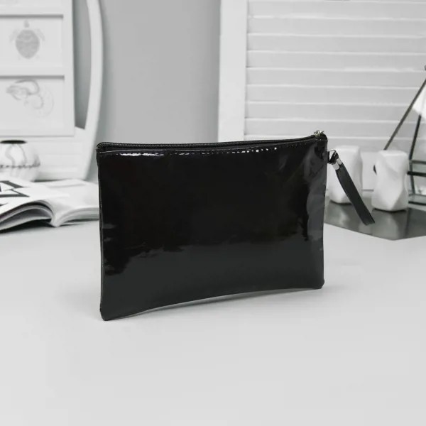 Косметичка-сумка, отдел на молнии, цвет чёрный, shine