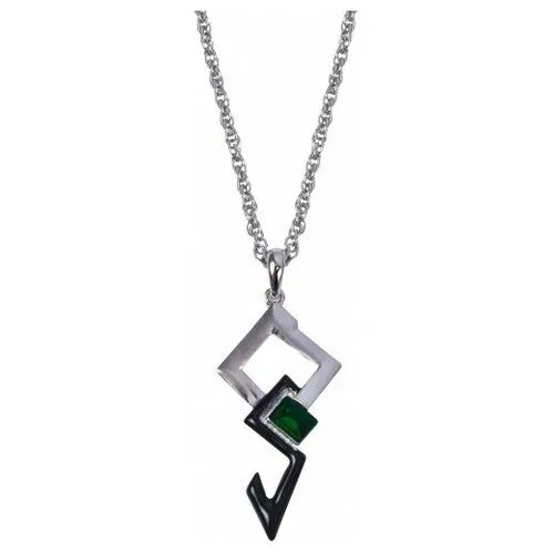 Колье WowMan Jewelry, кристалл, зеленый, серебряный