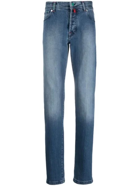 Kiton узкие джинсы с контрастной строчкой, синий