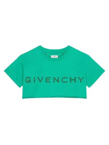 Укороченная футболка из хлопка с логотипом Givenchy, цвет absinthe green