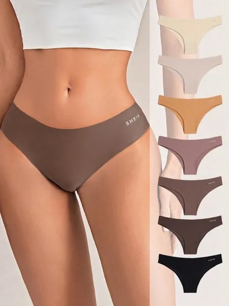 Комплект бесшовного нижнего белья Shein Underwear&Sleepwear Basics из 7 предметов Shein, мультиколор