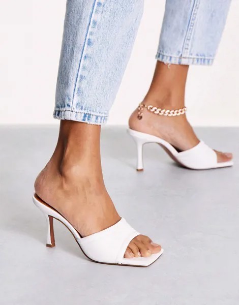 Белые босоножки-мюли на среднем каблуке ASOS DESIGN Harvey-Белый