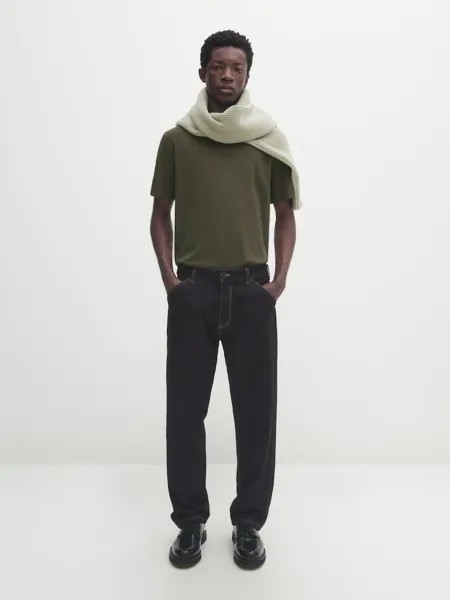 Футболка из мерсеризованного хлопка с короткими рукавами Massimo Dutti, охра