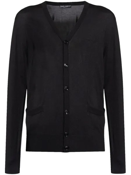 Dolce & Gabbana кардиган с вышитым логотипом, черный