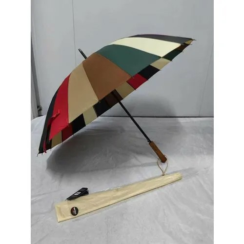 Зонт-трость Kyle, полуавтомат, 2 сложения, купол 112 см., 24 спиц, деревянная ручка, чехол в комплекте, мультиколор