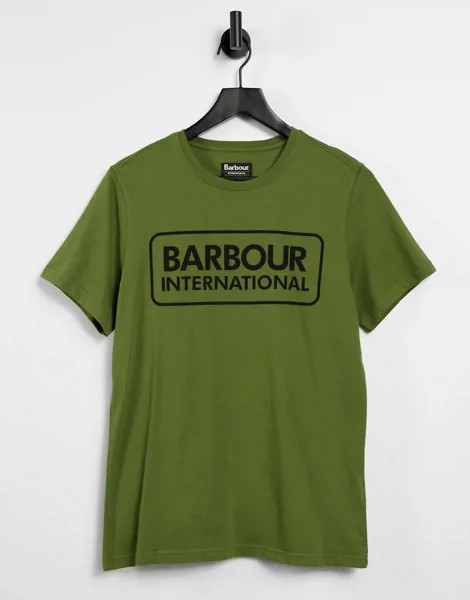 Оливковая футболка с большим логотипом Barbour International Essential-Зеленый цвет