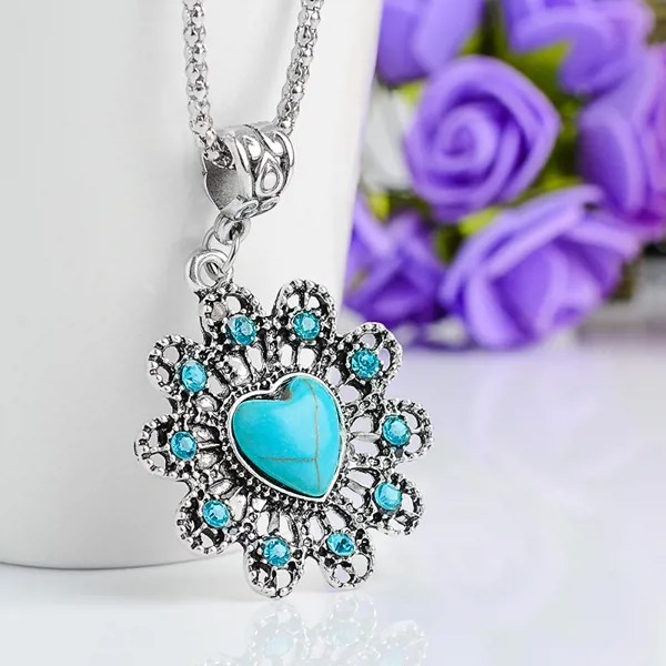 SHUANGR новый австрийский хрусталь, цветок, подвеска, синее сердце, Очаровательная Серебряная цепочка, женская любовь, ожерелье, ювелирные изде...