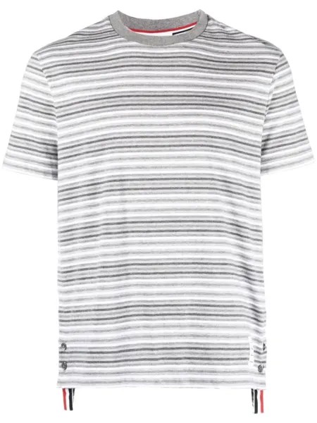 Thom Browne striped cotton T-shirt, серый