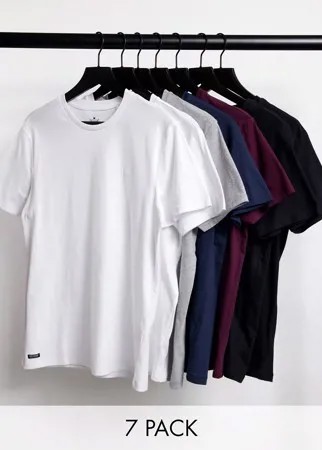 Набор из 7 классических футболок разных цветов Threadbare-Многоцветный