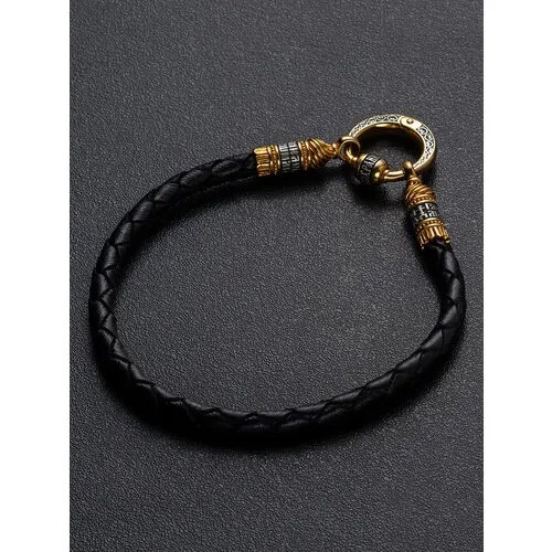 Плетеный браслет Angelskaya925 Браслет женский для шармов пандора, размер 19 см, золотистый, черный