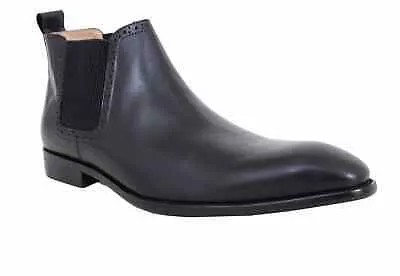 Однотонные черные кожаные классические ботинки челси Carrucci до щиколотки без шнуровки