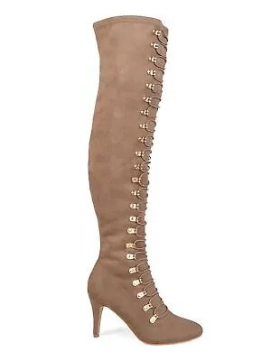 JOURNEE COLLECTION Женские серо-коричневые ботинки на шнуровке Trill с круглым носком на шпильке 7