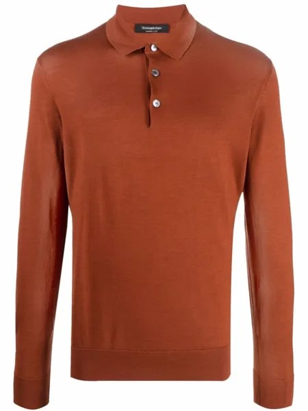 Zegna рубашка поло тонкой вязки, коричневый