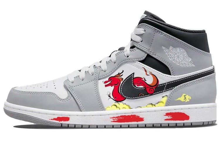 Кроссовки Air Jordan 1 Vintage Basketball Shoes Men High-top Grey/white, серый