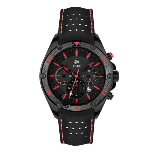 Наручные часы УЧЗ 3057L-3, красный, черный