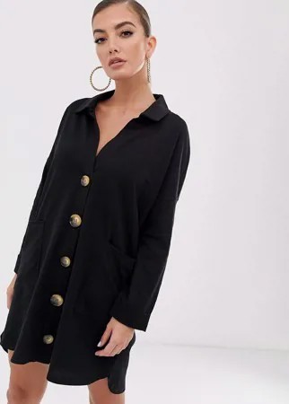 Платье-рубашка мини ASOS DESIGN-Черный