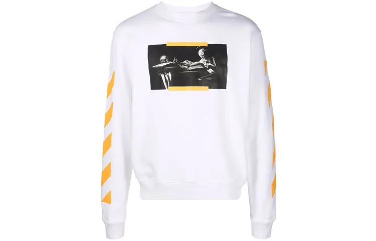 Толстовка облегающего кроя с принтом «Святой Иероним» от Caravaggio Off-White, белый