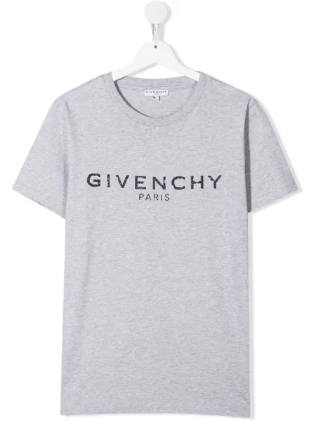 Givenchy Kids меланжевая футболка с логотипом