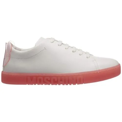Женские классические кроссовки на шнуровке Moschino, цвет Bianco/PVC Rosa, белый, 39 евро, 9 долларов США.