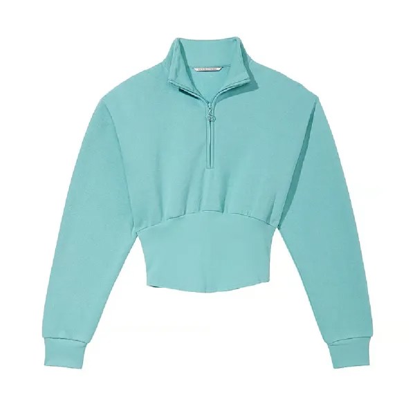 Свитшот Victoria's Secret Cotton Fleece Corset Half-Zip Mock Neck, голубой