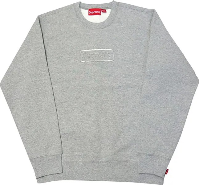 Толстовка Supreme Cutout Logo Crewneck 'Heather Grey', серый