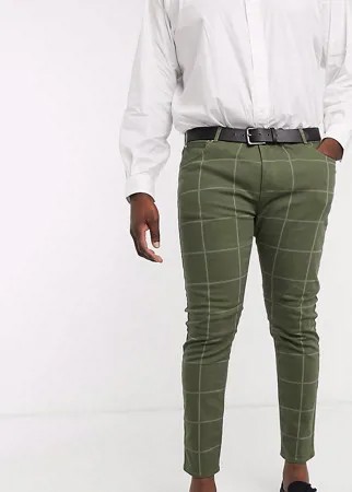 Зеленые джинсы скинни в клетку ASOS DESIGN Plus-Зеленый цвет