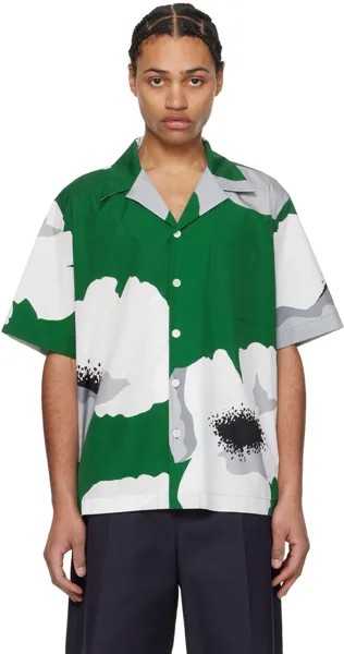Зеленая рубашка с цветочным принтом Valentino