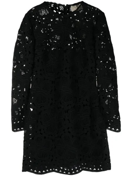 Elie Saab платье мини в технике макраме, черный