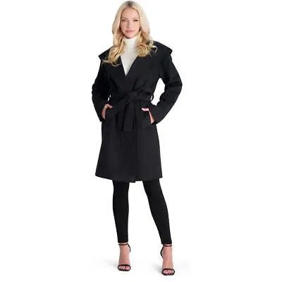 Женское двубортное твиловое пальто Avec Les Filles с поясом и капюшоном
