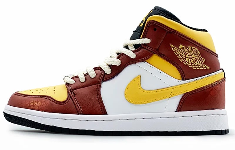 Кроссовки Air Jordan 1 Vintage Basketball Shoes Men High-top Red/yellow/white, красный