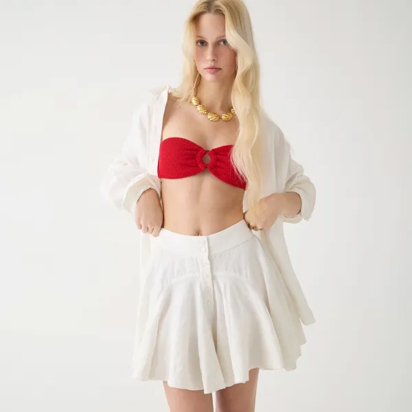 Мини-Юбка на пуговицах из льна J.Crew, белый