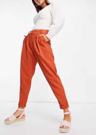 Классические коричневые брюки с присборенной талией Closet London-Коричневый цвет