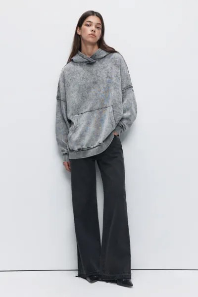 Худи oversize с капюшоном и состаренным эффектом