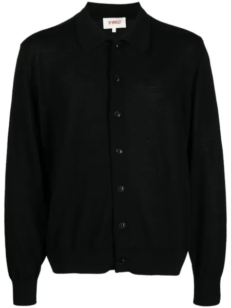 YMC кардиган Rat Pack из шерсти мериноса, черный