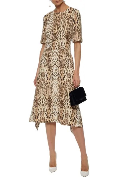 ADAM LIPPES Шерстяное расклешенное платье Ocelot с леопардовым принтом и леопардовым принтом ADAM LIPPES 10