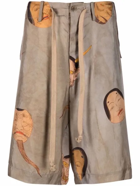 Uma Wang шорты с кулиской и графичным принтом