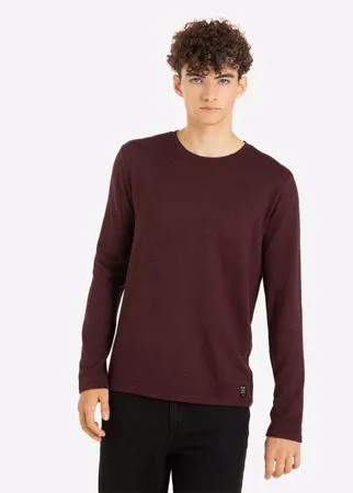 Бордовый базовый лонгслив с нашивкой Gloria Jeans